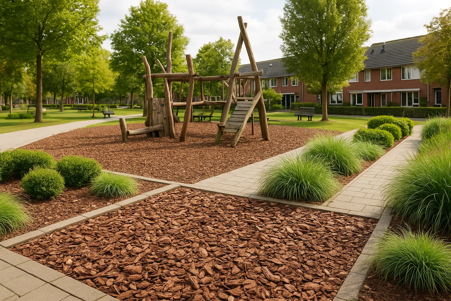 Scoarță de pin în spații de joacă